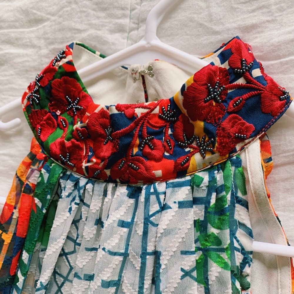 Beautiful Colorful Embroidered Neck Halter Gown